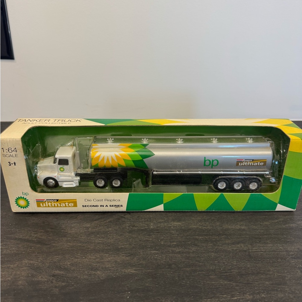 bp Silver Tanker Truck with Green & Yellow Sunburst